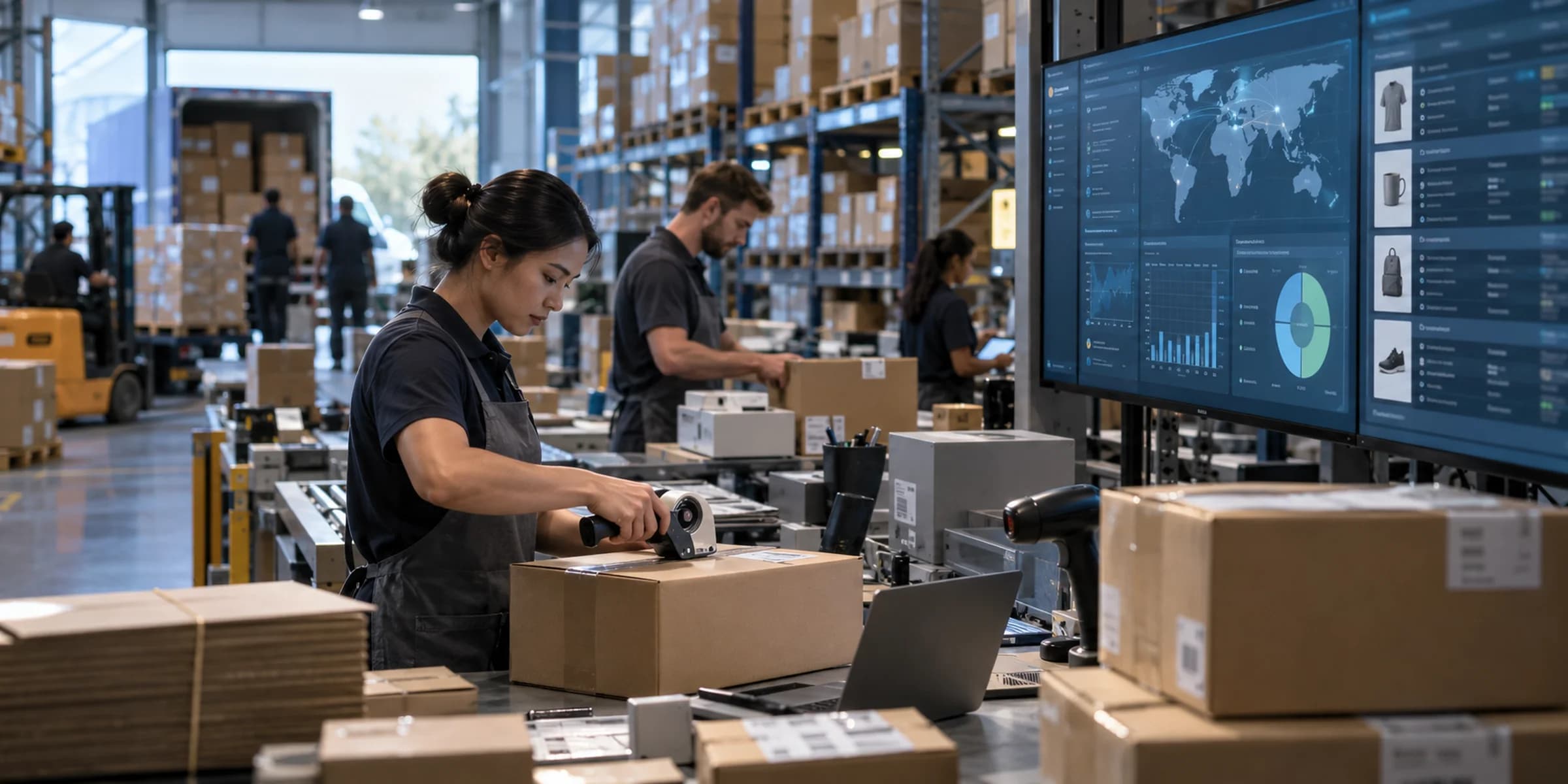 E-ticaret ve tedarik alanındaki bir işletmenin günlük çalışma ortamı